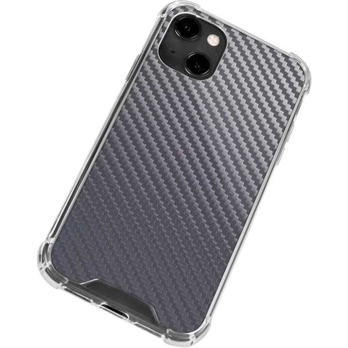 Silver Carbon Fiber Specialty Texture Material iPhone 14 Clear Case
